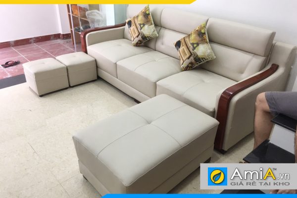 Ghế sofa da đẹp AmiA159 dạng văng nhỏ gọn