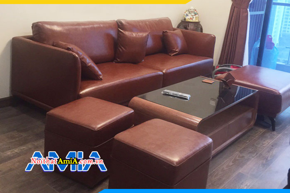 Mẫu sofa da AmiA188 được làm theo yêu cầu riêng của khách hàng