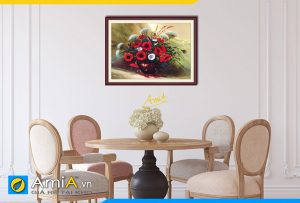 Hình ảnh Mẫu tranh bình hoa tĩnh vật trang trí bàn ăn đẹp AmiA 1021