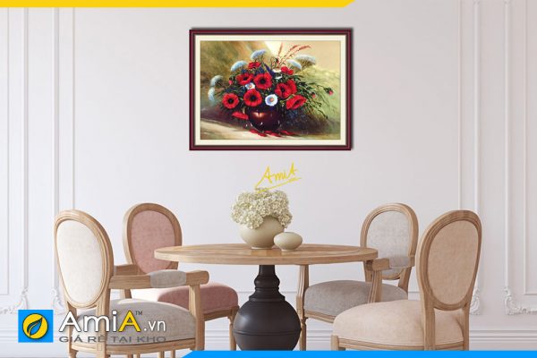 Hình ảnh Mẫu tranh bình hoa tĩnh vật trang trí bàn ăn đẹp AmiA 1021