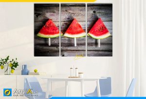 Hình ảnh Mẫu tranh kem dưa hấu đẹp sinh động treo bàn ăn đẹp AmiA PA21