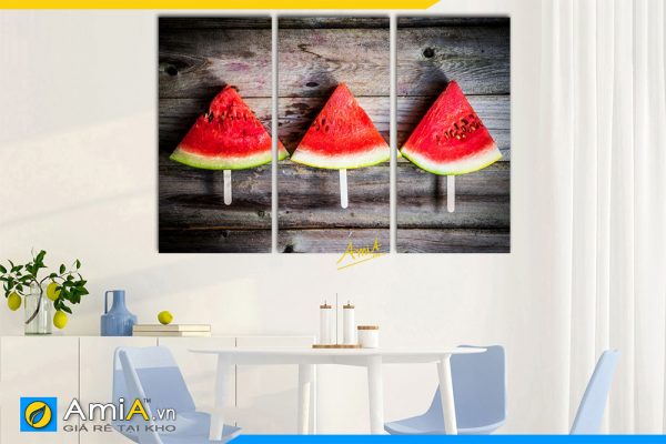 Hình ảnh Mẫu tranh kem dưa hấu đẹp sinh động treo bàn ăn đẹp AmiA PA21