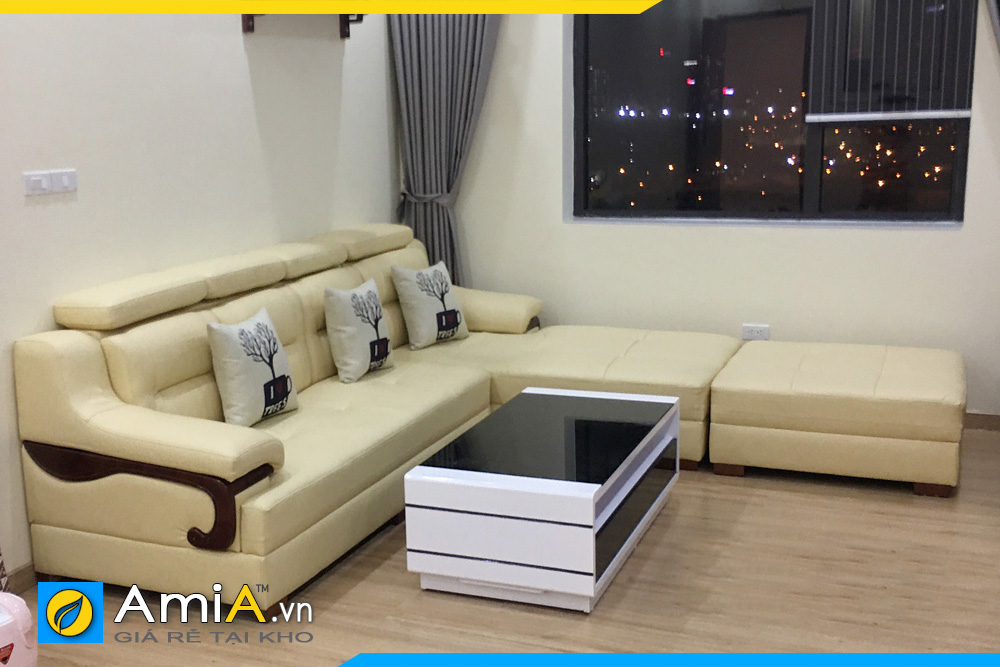 Ghế sofa da phòng khách rộng kiểu dáng chữ L AmiA268