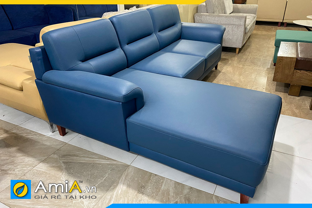 sofa da chung cư đẹp màu xanh dương amia PK240