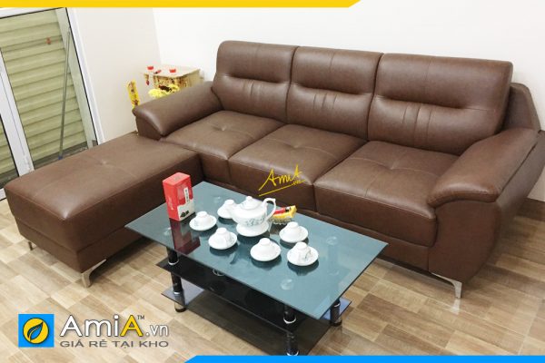 Ghế sofa da đẹp dạng văng AmiA303 cho phòng khách nhỏ
