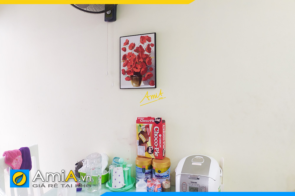 Hình ảnh Tranh bình hoa 1 tấm trang trí phòng ăn bàn ăn đẹp AmiA 1401