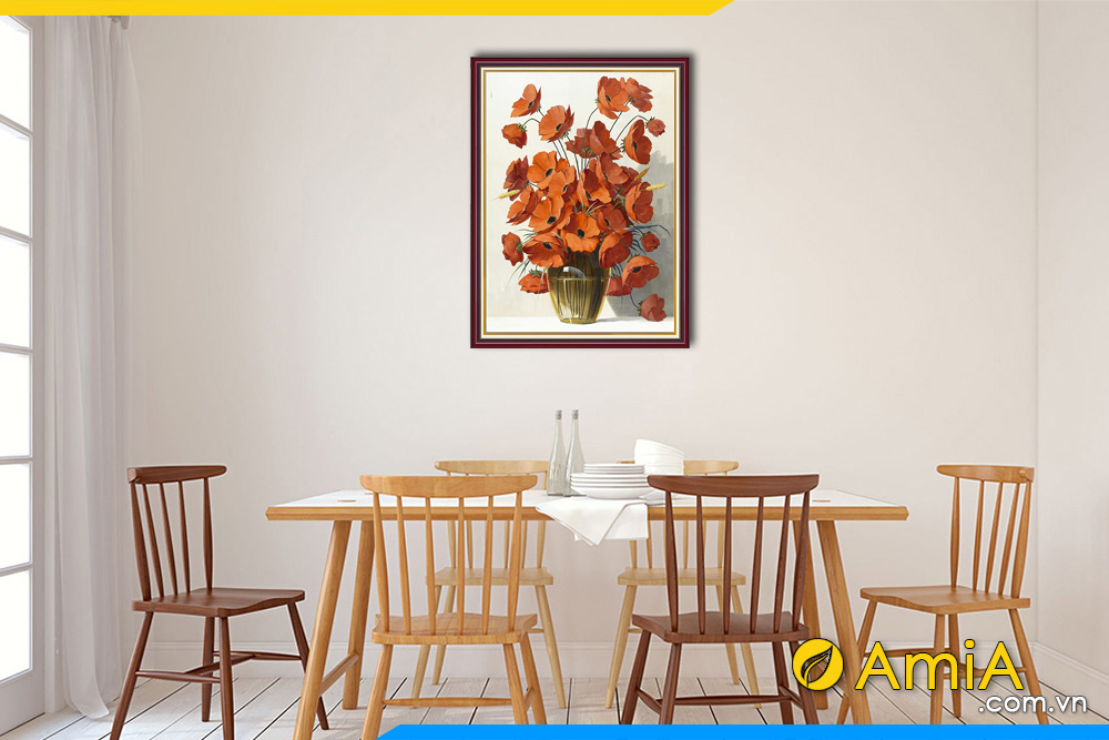 Hình ảnh Tranh bình hoa 1 tấm treo bàn ăn đặt làm theo yêu cầu riêng AmiA 1401