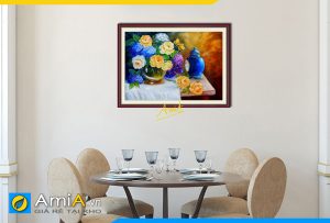 Hình ảnh Tranh bình hoa hồng hút tài lộc treo tường phòng ăn AmiA 727