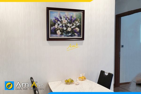 Hình ảnh Tranh bình hoa hút lộc chiêu tài trang trí bàn ăn hiện đại AmiA 682