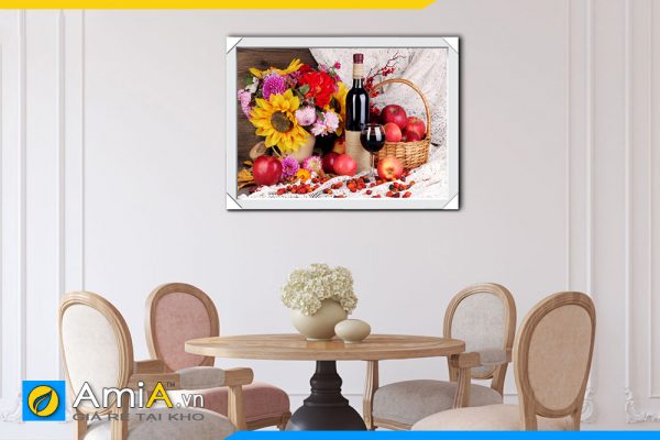 Hình ảnh Tranh bình hoa rượu vang và quả trang trí bàn ăn sang trọng AmiA 1577