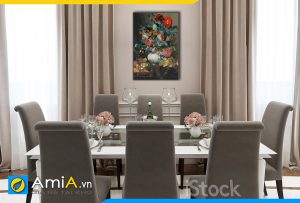 Hình ảnh Tranh bình hoa tân cổ điển treo tường bàn ăn nhà bếp đẹp và sang AmiA BH15