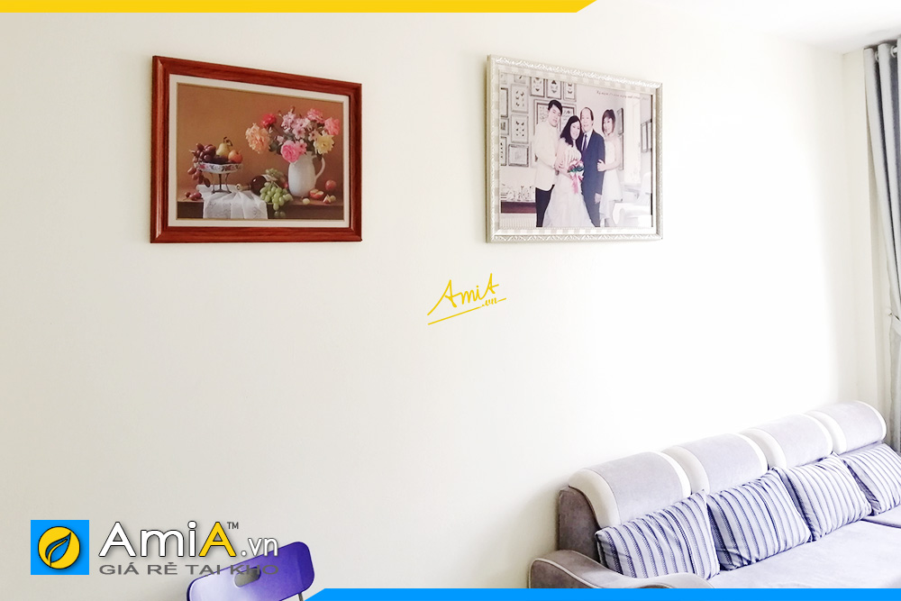 Hình ảnh Tranh bình hoa trang trí tường phòng ăn thông phòng khách đẹp AmiA 2053