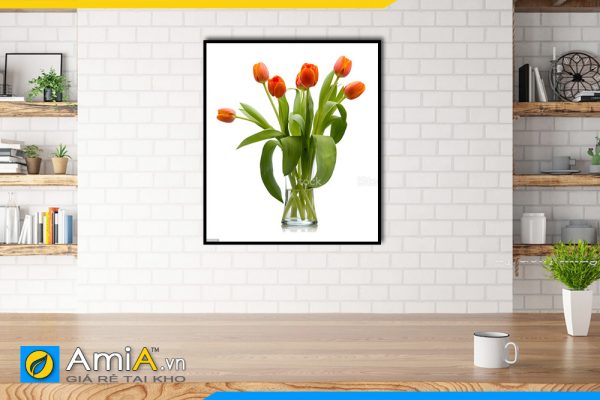 Hình ảnh Tranh bình hoa tulip 1 tấm làm theo yêu cầu AmiA BH04