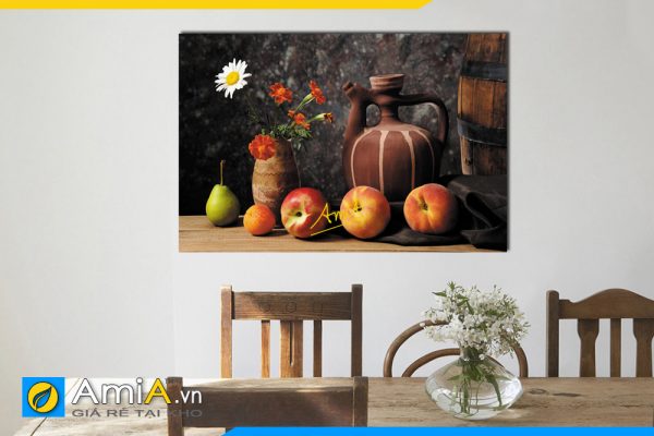 Hình ảnh Tranh bình hoa và quả tân cổ điển treo tường bàn ăn đẹp AmiA 628