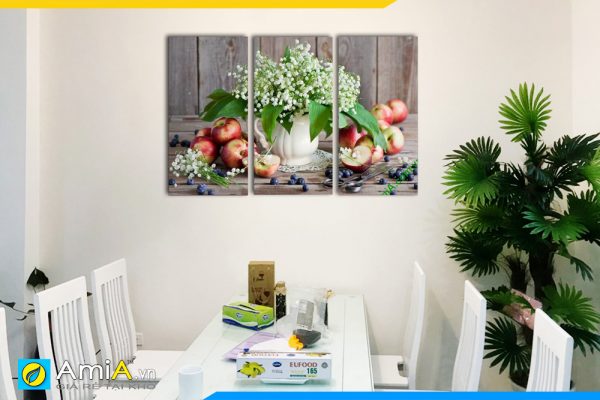 Hình ảnh Tranh bình hoa và quả treo tường phòng ăn bàn ăn hiện đại AmiA 501