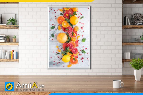 Hình ảnh Tranh cam quýt 1 tấm đặt làm theo yêu cầu treo phòng ăn đẹp AmiA PA18