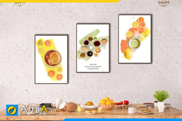 Hình ảnh Tranh canvas treo tường phòng ăn bàn ăn quả cam phong cách Bắc Âu AmiA PA40