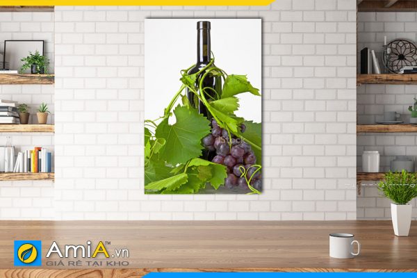 Hình ảnh Tranh chai rượu vang và chùm nhỏ đẹp nổi bật AmiA RV01