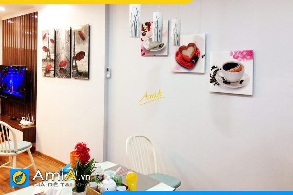 Hình ảnh Tranh chủ đề cafe trang trí bàn ăn phòng ăn đẹp lãng mạn AmiA 496