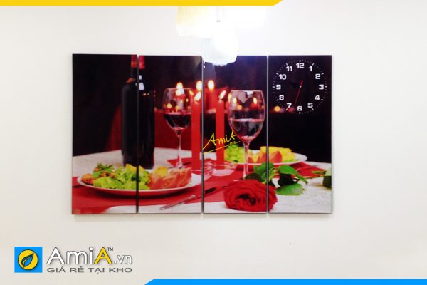 Hình ảnh Tranh đồng hồ treo bàn ăn chủ đề rượu vang đẹp sang trọng AmiA 187