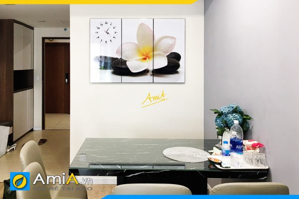 Hình ảnh Tranh đồng hồ treo tường bàn ăn hình ảnh hoa đại đẹp AmiA SP39