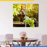 Hình ảnh Tranh ghép 2 tấm chai rượu ly rượu treo phòng ăn bàn ăn AmiA RV05