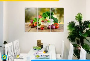 Hình ảnh Tranh giỏ hoa quả rau củ treo tường bàn ăn sinh động AmiA PA04