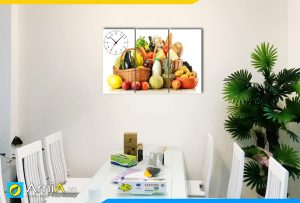 Hình ảnh Tranh giỏ hoa quả thục phẩm treo tường phòng ăn nhà bếp đẹp AmiA 448