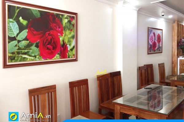 Hình ảnh Tranh hoa hồng đẹp trang trí tường khu vực ăn uống AmiA HH143