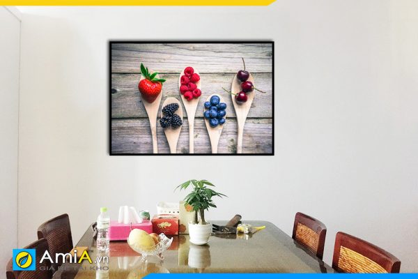 Hình ảnh Tranh hoa quả đẹp treo tường bàn ăn họ nhà dâu chín mọng AmiA PA20