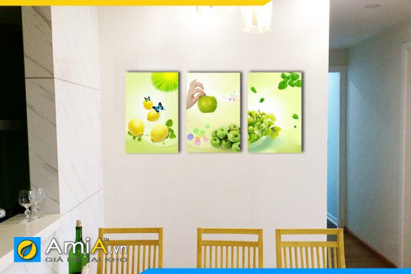 Hình ảnh Tranh hoa quả thiết kế 3D đẹp xanh mát cho phòng ăn bàn ăn AmiA 478