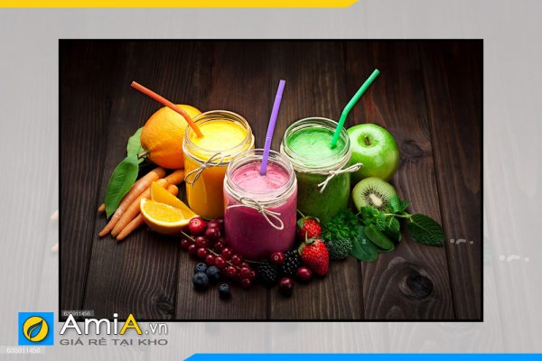 Hình ảnh Tranh hoa quả trái cây nước sinh tố treo phòng ăn bàn ăn AmiA PA05