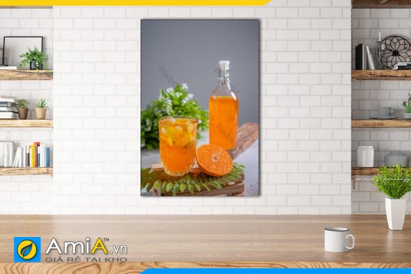 Hình ảnh Tranh ly nước ép cam tươi thơm ngon bổ dưỡng treo bàn ăn AmiA DU04