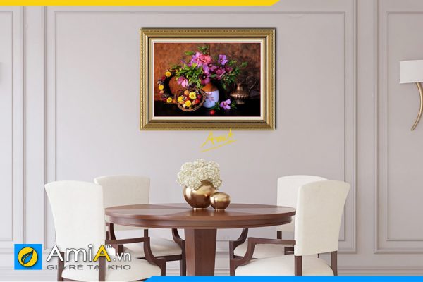 Hình ảnh Tranh phòng ăn bình hoa giỏ hoa phong cách cổ điển AmiA 566