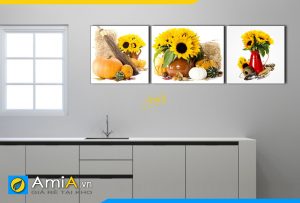 Hình ảnh Tranh phòng ăn nhà bếp bình hoa giỏ hoa hướng dương AmiA 627