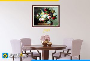 Hình ảnh Tranh phòng ăn nhà bếp đẹp bình hoa hút tài chiêu lộc AmiA 742