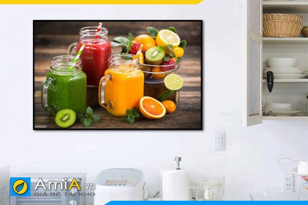 Hình ảnh Tranh phòng ăn nhà bếp đồ uống nước hoa quả thiết kế 1 tấm đẹp AmiA DU15