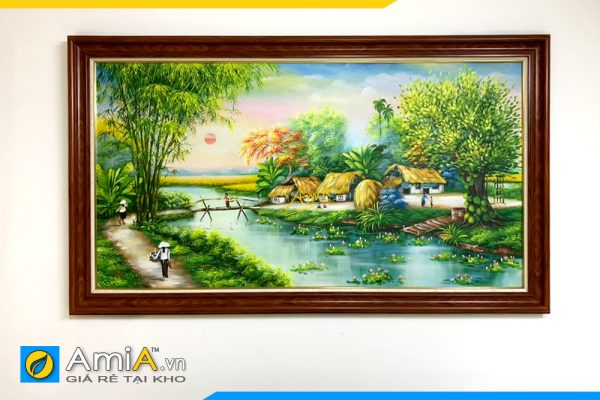 Hình ảnh Tranh phong cảnh làng quê Việt Nam vẽ sơn dầu treo phòng ăn AmiA TSD 552