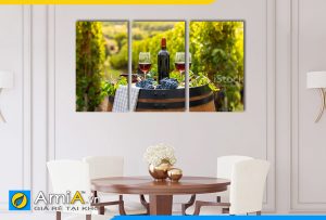Hình ảnh Tranh rượu vang đẹp sang trọng trang trí bàn ăn phòng ăn AmiA RV08