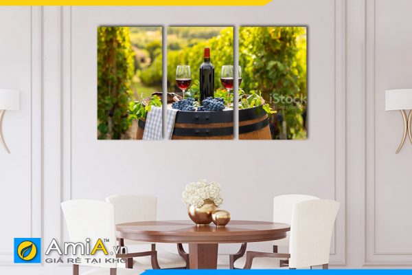 Hình ảnh Tranh rượu vang đẹp sang trọng trang trí bàn ăn phòng ăn AmiA RV08
