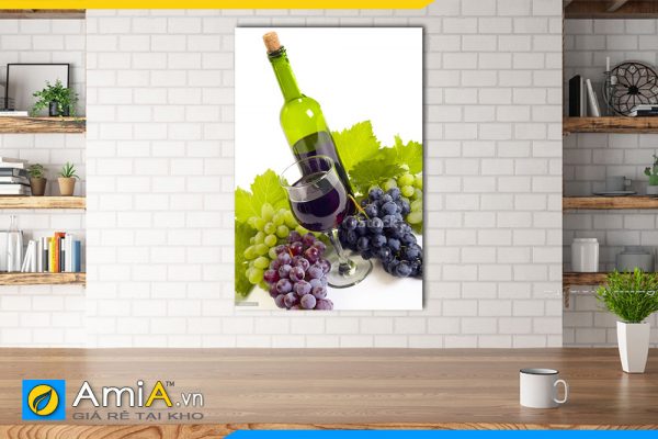 Hình ảnh Tranh rượu vang và chùm nho treo tường phòng ăn AmiA RV01