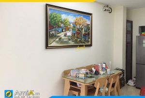 Hình ảnh Tranh sơn dầu phố cổ Hà Nội trang trí bàn ăn đẹp AmiA TSD 371