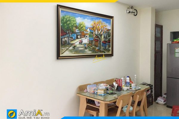 Hình ảnh Tranh sơn dầu phố cổ Hà Nội trang trí bàn ăn đẹp AmiA TSD 371