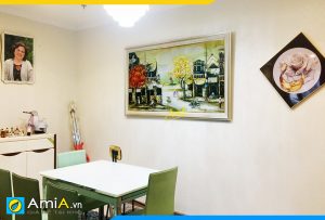 Hình ảnh Tranh sơn dầu phố cổ Hà Nội treo tường phòng ăn bàn ăn đẹp AmiA TSD 373
