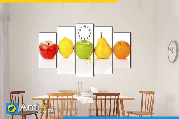 Hình ảnh Tranh trái cây trang trí phòng ăn nhà bếp có đồng hồ AmiA 148