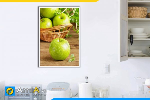 Hình ảnh Tranh trái táo xanh treo tường phòng ăn bàn ăn đẹp xinh AmiA PA12