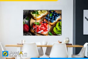 Hình ảnh Tranh trang trí bàn ăn phòng ăn bánh mì sandwich và trái cây AmiA PA14