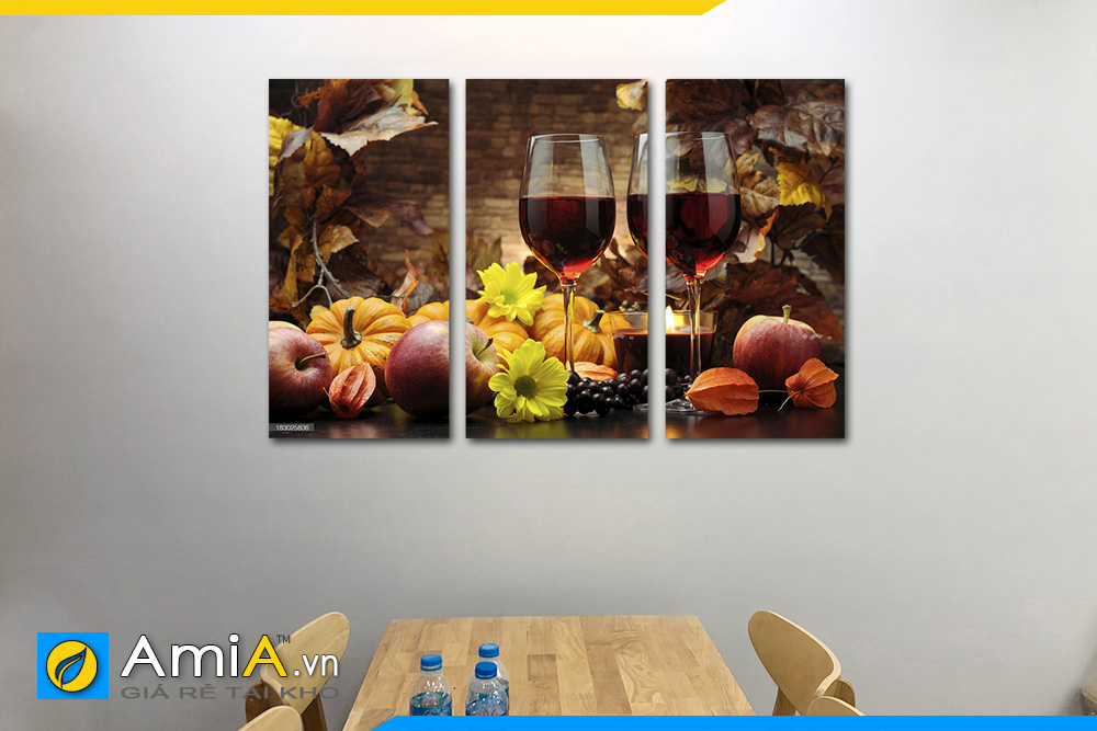 Hình ảnh Tranh trang trí phòng ăn nhà bếp chủ đề rượu vang đẹp sang trọng AmiA RV14