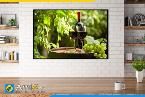 Hình ảnh Tranh trang trí phòng ăn nhà bếp ly rượu chai rượu vang AmiA RV04