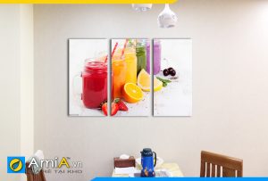 Hình ảnh Tranh treo bàn ăn ghép bộ 3 tấm chủ đề đồ uống đẹp AmiA DU12